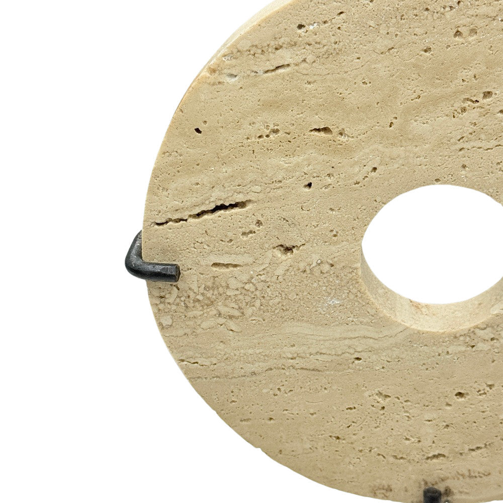 Travertine Disc On Metal Stand - Berbere Imports
