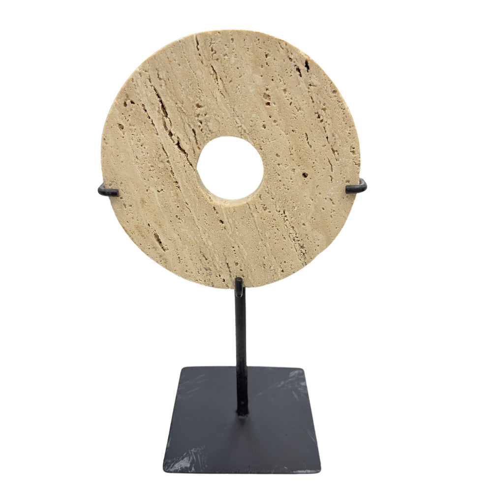 Travertine Disc On Metal Stand - Berbere Imports