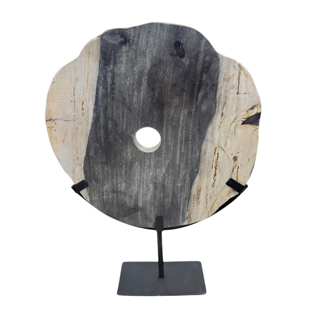 Petrified Wood Disc On Metal Stand - Berbere Imports