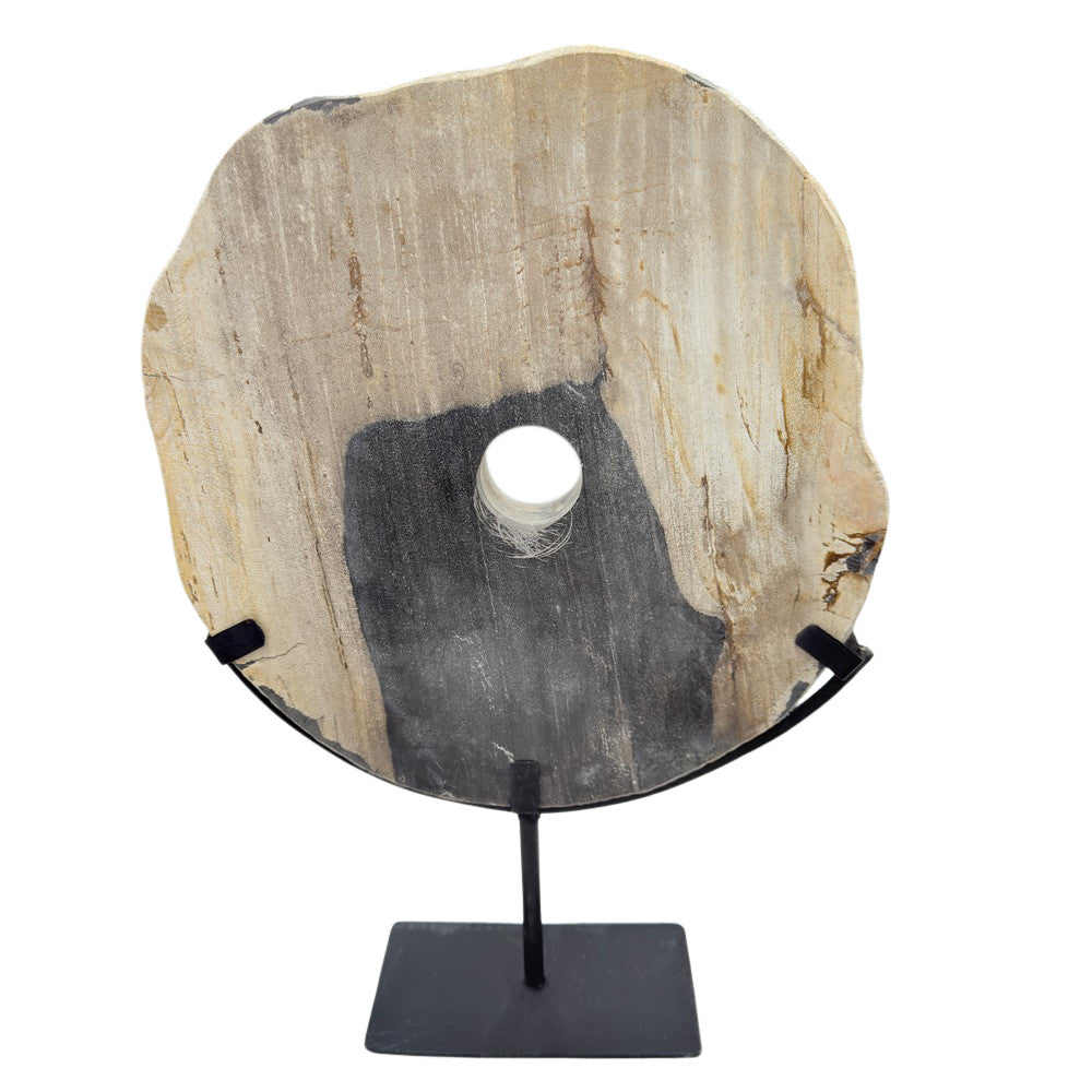 Petrified Wood Disc On Metal Stand - Berbere Imports