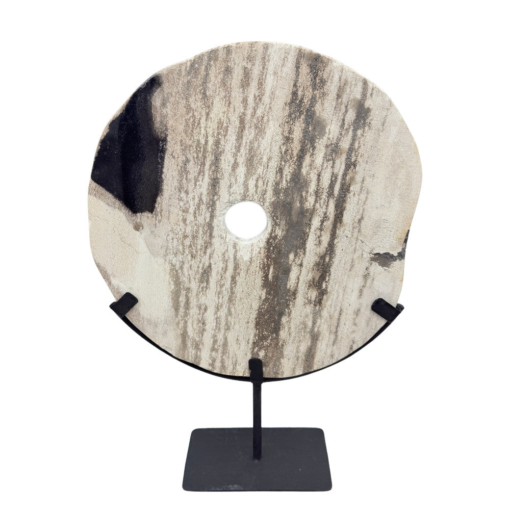 Petrified Wood Disc On Metal Stand - Berbere Imports