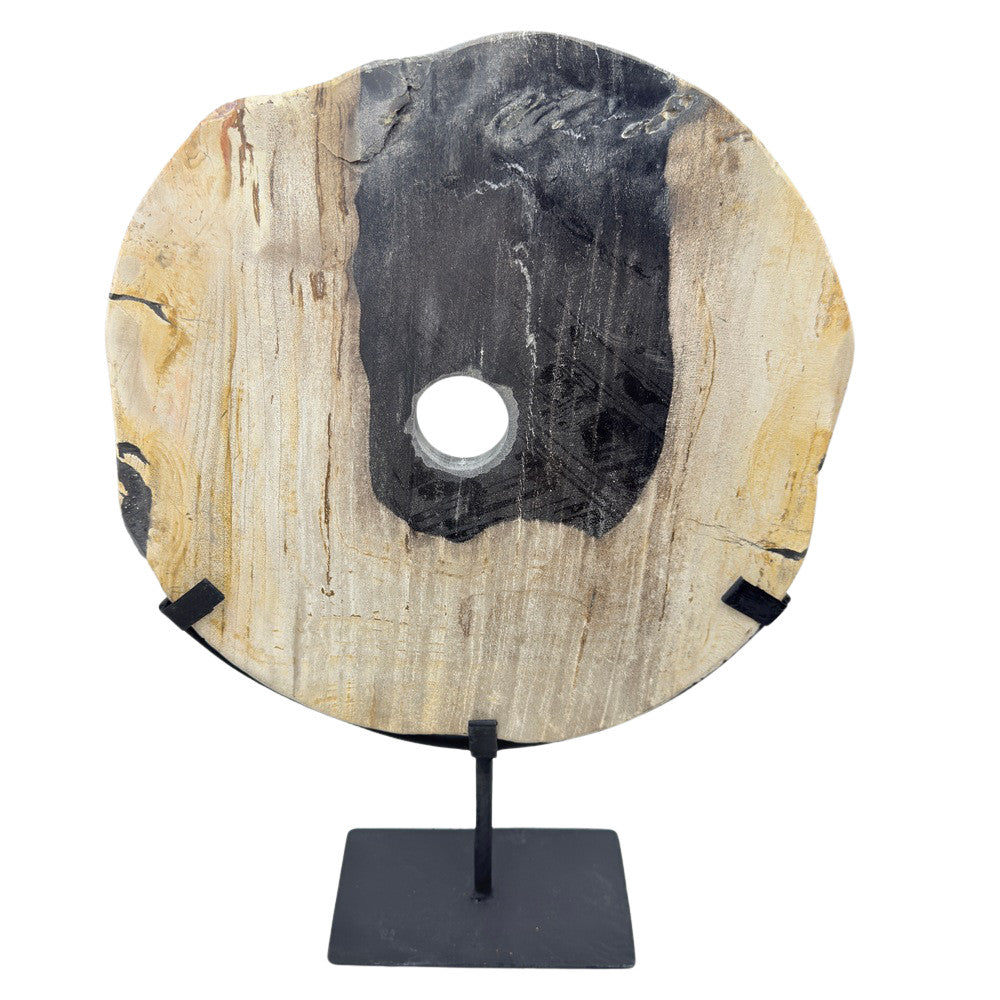 Petrified Wood Disc On Metal Stand - Berbere Imports