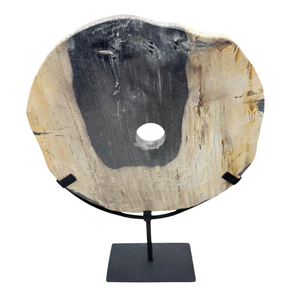 Petrified Wood Disc On Metal Stand - Berbere Imports
