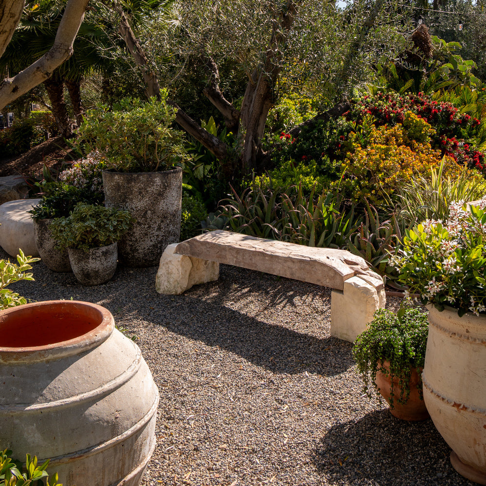 Antique Wood And Stone Bench - Berbere Imports