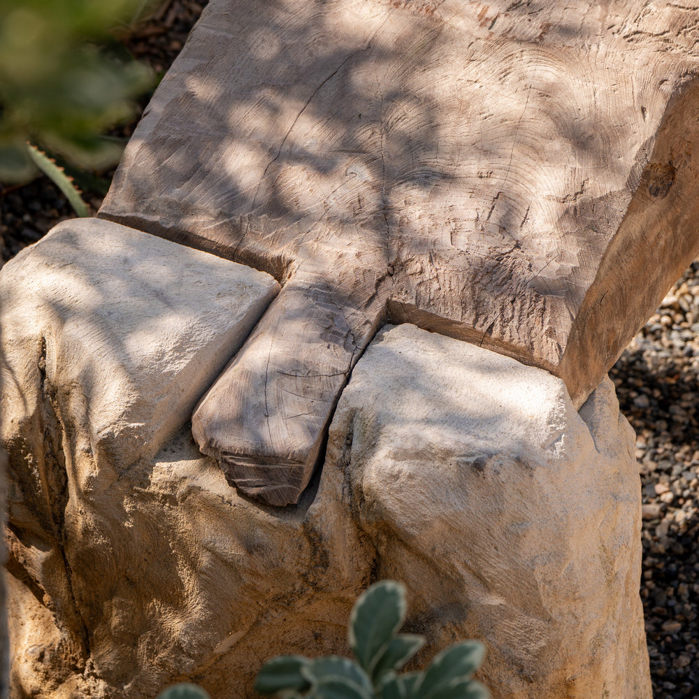 Antique Wood And Stone Bench - Berbere Imports